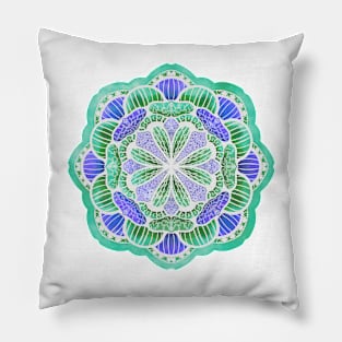 Colorful Mandala on Black Pillow