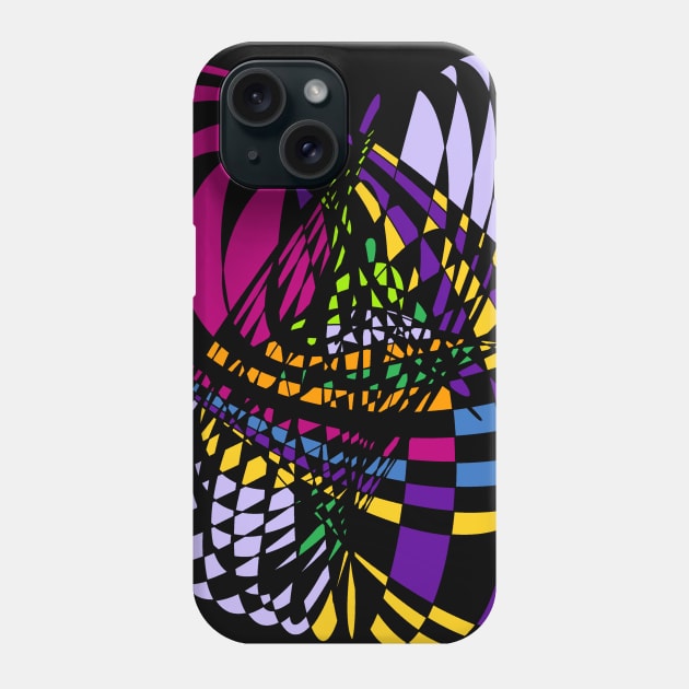 Algorithmic Art Pendulum | Harmonic Motion Pattern Checkered Neon Pink Yellow Purple Black Phone Case by aRtVerse