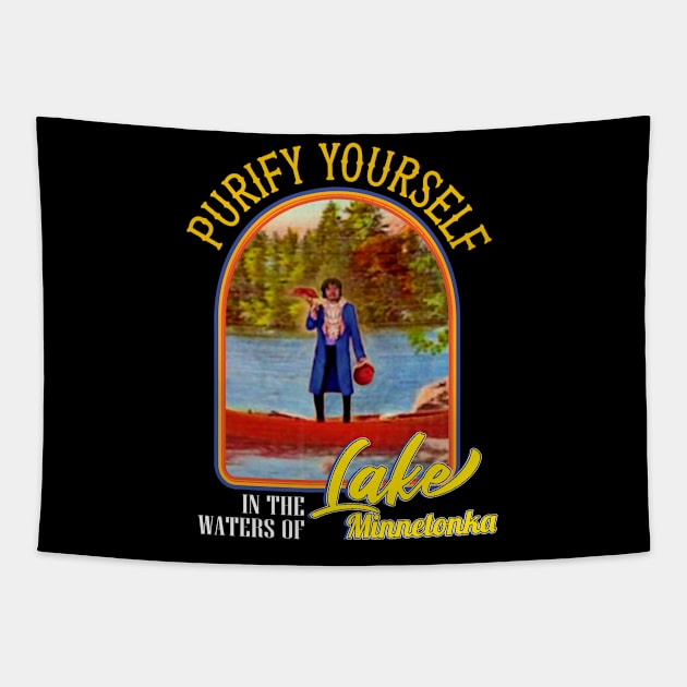 Purify Yourself in the Waters of Lake Minnetonka Retro Tapestry by RAINYDROP