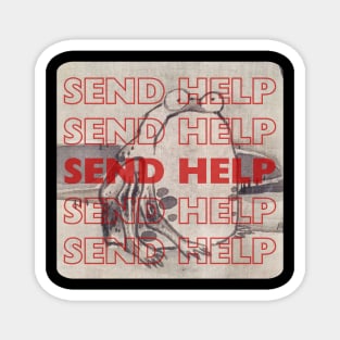 Send Help Funny Weird Japanese Woodblock Frog Design Magnet