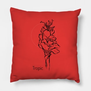 Tropical flower on red circle Pillow