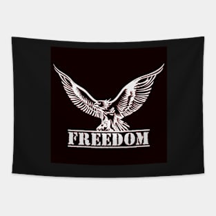 Eagle over lettering freedom drawn in engraving style Tapestry