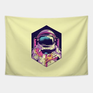 Astronaut eating Pizza and Donut Tapestry