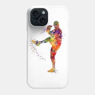 Baseball Pitcher Boy Colorful Watercolor Silhouette Phone Case