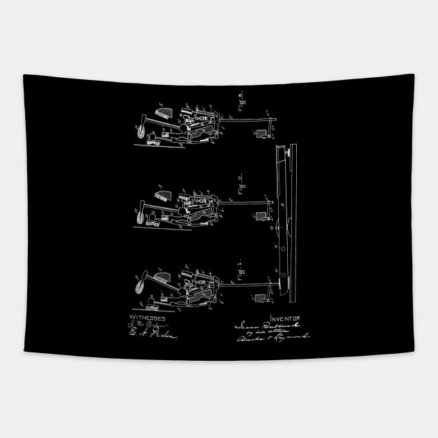 Piano Action Vintage Patent Hand Drawing Tapestry by TheYoungDesigns