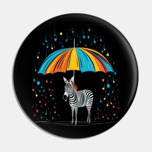 Zebra Rainy Day With Umbrella Pin