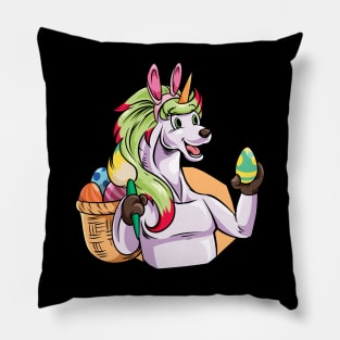 Easter - colorful unicorn painting Easter eggs Pillow