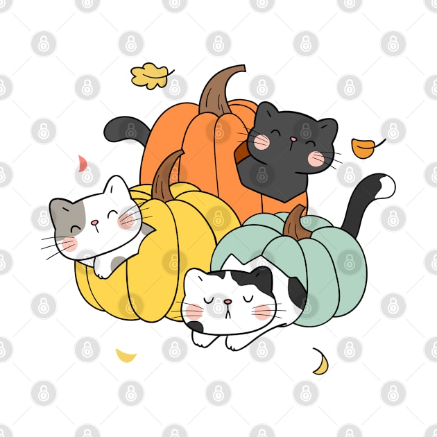 Festive Pumpkin Cats by Purrrfect Spot