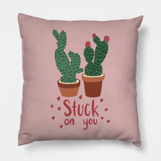 Stuck on you, valentines plant pun Pillow