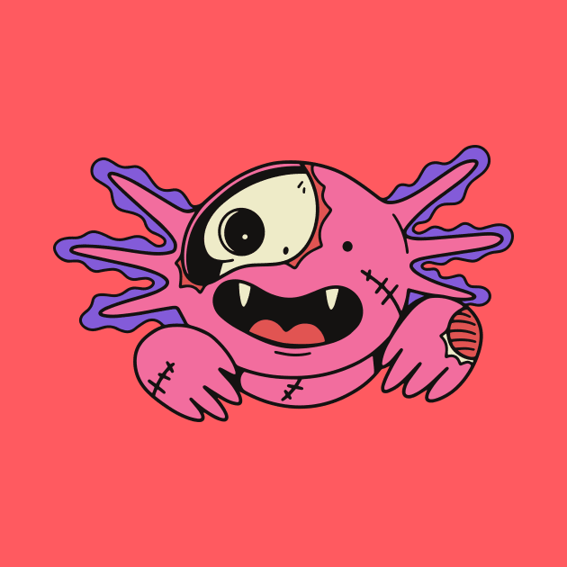 Cute Zombie Axolotl // Funny Halloween Animals by SLAG_Creative