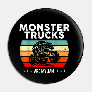 Vintage Monster Truck Are My Jam RetroT-Shirt Pin