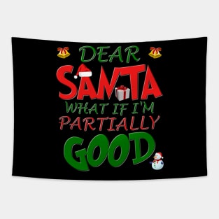 Christmas T Shirt, Ugly Christmas Shirt, Dear Santa What If Im Partially Good, Christmas T-shirt, Xmas Santa, Dear Santa Define Good Shirt Tapestry