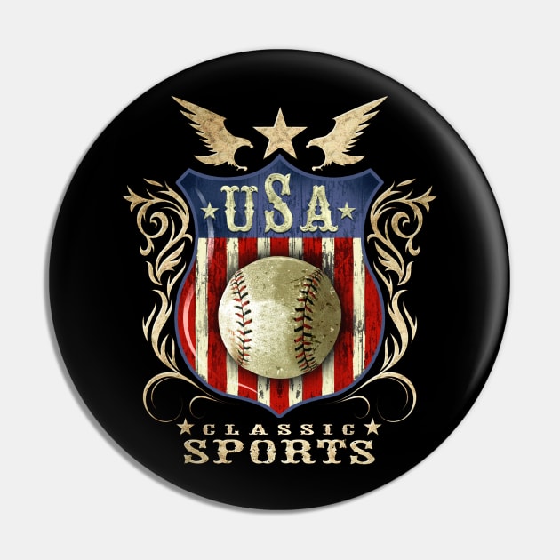 USA Classic vintage Baseball sports logo Pin by Artizan