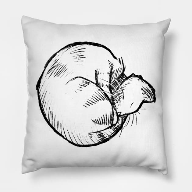 Curled Up Kitty Pillow by Jason's Doodles