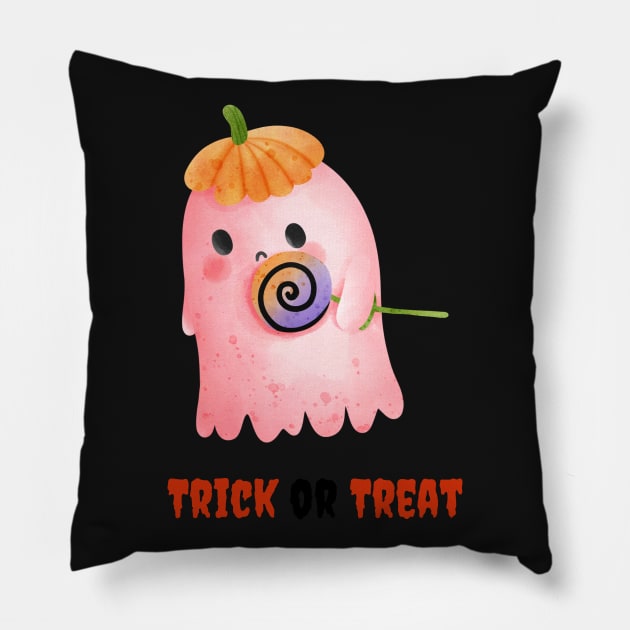 Cute Halloween Ghost Funny Autumn Vibes Pumpkin Pillow by BellaPixel