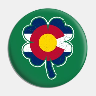 Colorado Flag Irish Lucky Clover Shamrock St Patrick's Day Pin