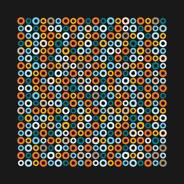 70s vibes retro minimalist circles in orange, beige and blue by IngaDesign