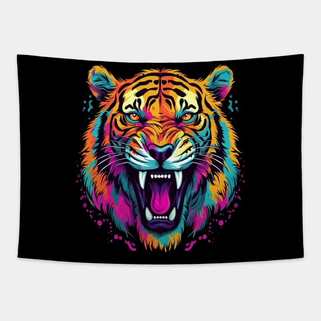 Siberian Tiger Smiling Tapestry by JH Mart