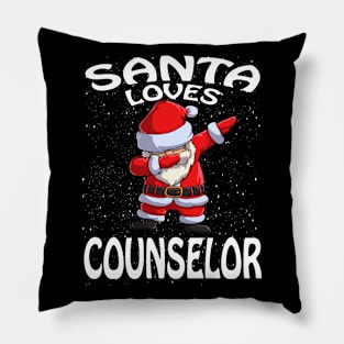 Santa Loves Counselor Christmas Pillow