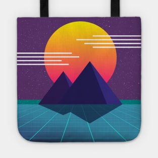 80s Sunset Nostalgic Computer Graphic Tote