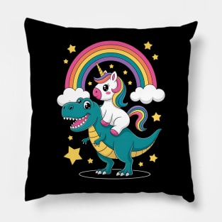 Unicorn Riding T-Rex Dinosaur Pillow