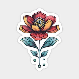 Tattoo style flower Magnet