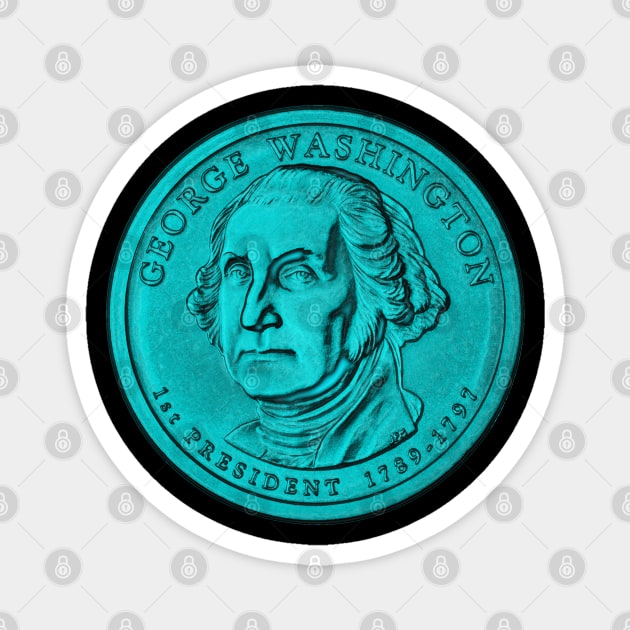 USA George Washington Coin in Turquoise Magnet by The Black Panther