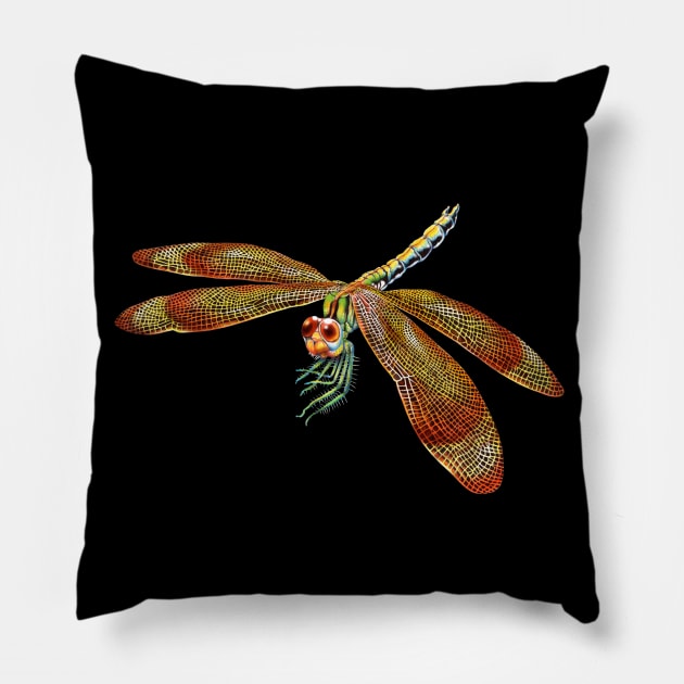 Dragonfly Pillow by Tim Jeffs Art