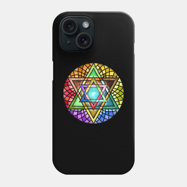 Rainbow Star of David Stained Glass Art Phone Case by Mey Designs