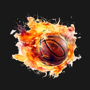 Flamming Basketball Watercolor T-Shirt