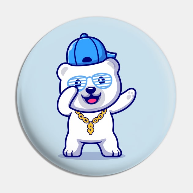Cute Swag Polar Bear With Hat And gold chain necklace  Cartoon Pin by Catalyst Labs