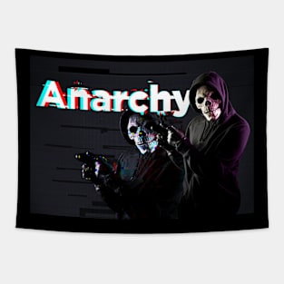 anarchy skull point the finger and glitch Tapestry