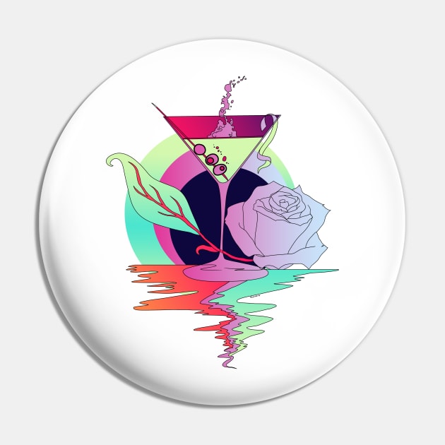 Blue Red Blend Martini and Rose Pin by kenallouis