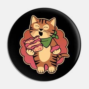 Cat Eating Cake Pin