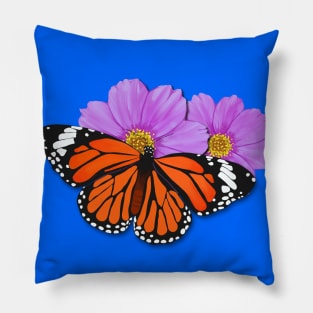 Monarch Butterfly with Purple Flowers Pillow