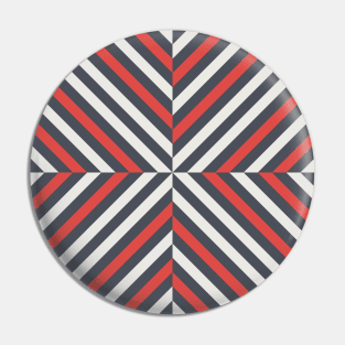 Diagonal black white and red stripes Pin