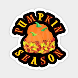 Pumpkin Season. Fall Leaves and Pumpkins. (Black Background) Magnet