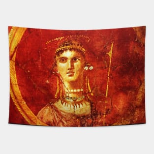 APHRODITE VENUS MEDALLION PORTRAIT IN RED GROUND Antique Pompeii Fresco Tapestry