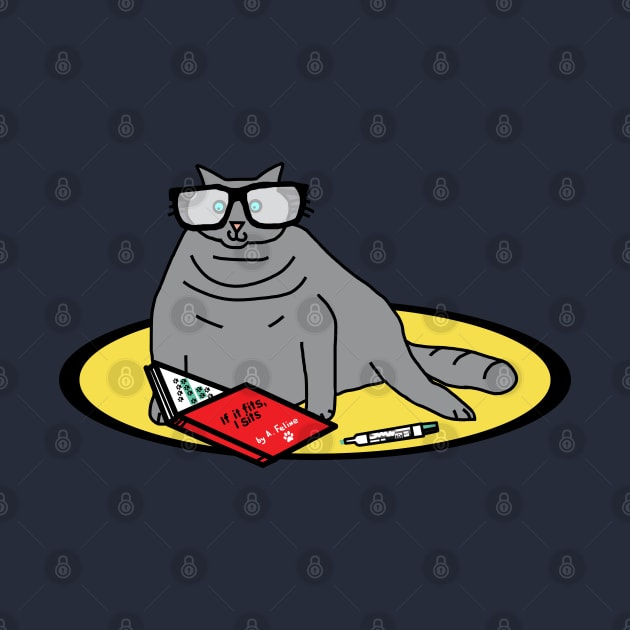 Funny Grey Cat Reads Book to Animals Who Listen by ellenhenryart