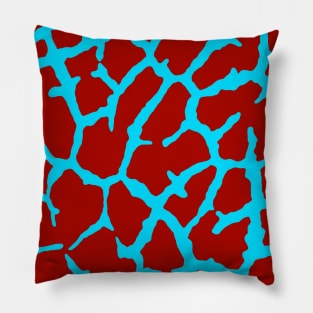 Giraffe Print Red Cyan Pillow