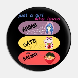 anime girl character, cats and ramen Pin