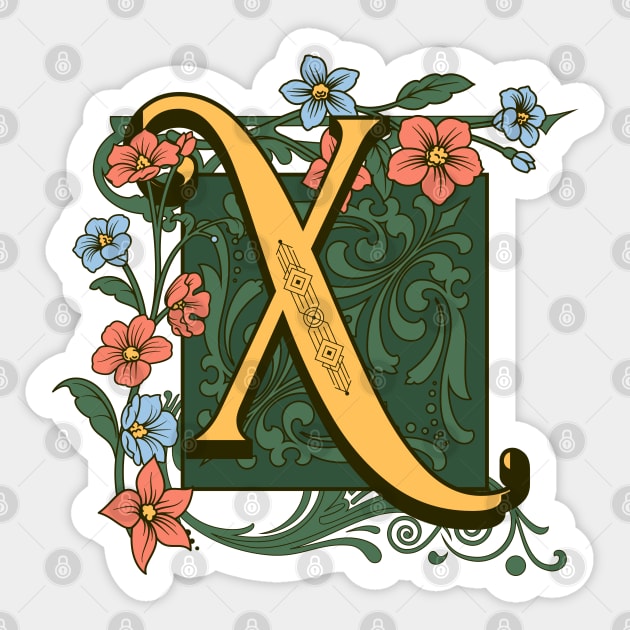 Art Nouveau Letter X, Monogram Letter Ornament, Ornamental Letter X, Art  Deco Sticker for Sale by PROMEN Creativity