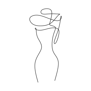 Woman in hat one line art. T-Shirt