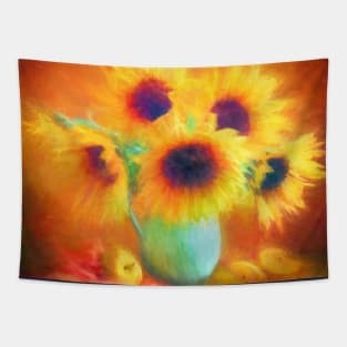 Pastel Painting - Sunflowers still life Tapestry