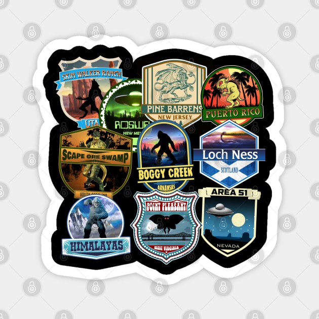 Cryptid Travel Badges collection Magnet by MonkeyKing