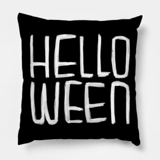 Funny Hello Ween Typography, Pun, Helloween for Halloween Pillow