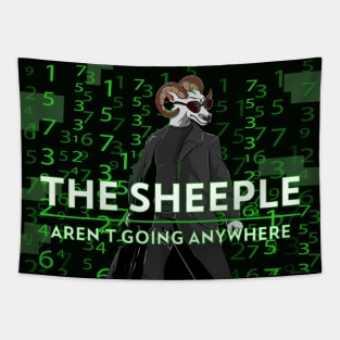 Sheeple Aint Going Anywhere Cartoon Parody Tapestry