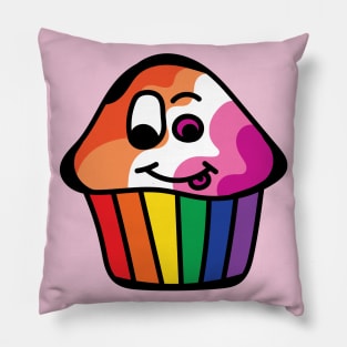 Lesbian Pride Rainbow Cupcake Pillow