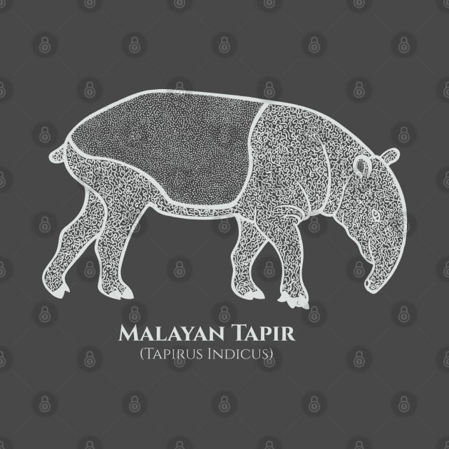 Malayan Tapir with Common and Latin Names - cool animal design by Green Paladin