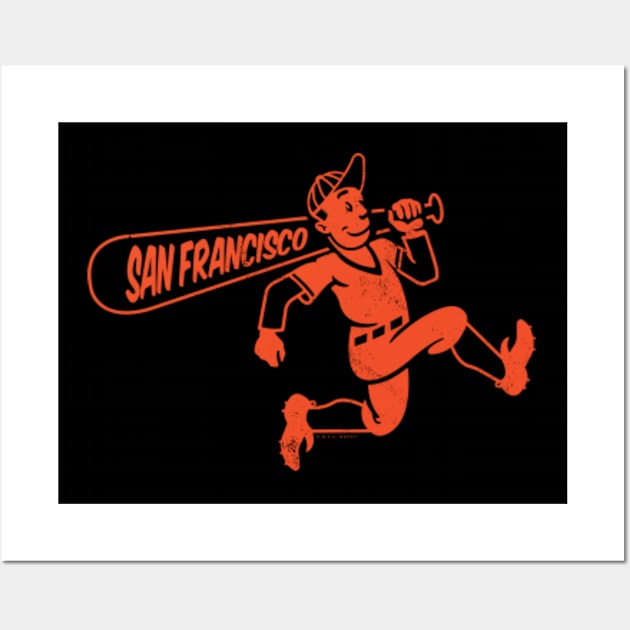 Vintage Running Baseball Player - San Francisco Giants (Orange San Francisco  Wordmark) - San Francisco Giants - Sticker